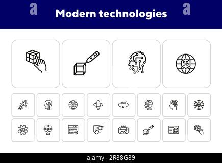 Modern technologies line icon set Stock Vector