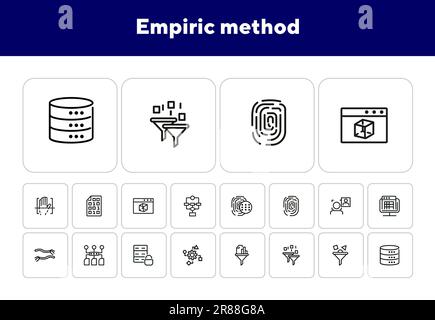 Empiric method line icon set Stock Vector