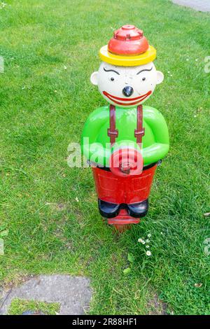 Colorful and funny fire hydrant, Poland. Stock Photo