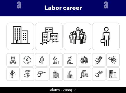Labor career line icon set Stock Vector