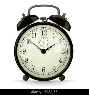 Black vintage alarm clock. Stock Vector