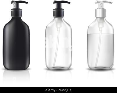 Set of realistic cosmetic clean bottles, white vector blank templates ...