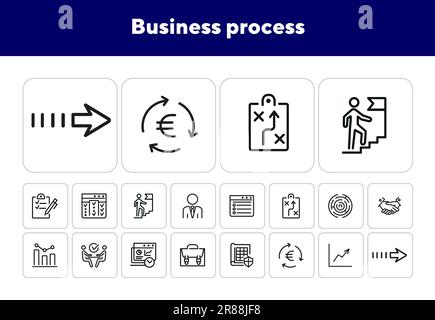 Set of business process management icons vector illustration glyph ...