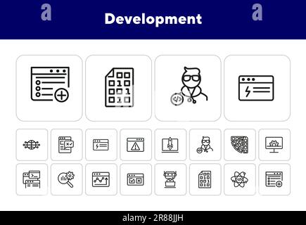 Development line icon set Stock Vector