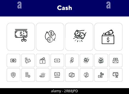 Cash line icon set Stock Vector