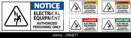 Danger Label Electrical Equipment, Authorized Personnel Only Stock Vector