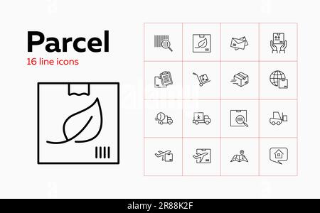 Parcel icons. Set of line icons Stock Vector