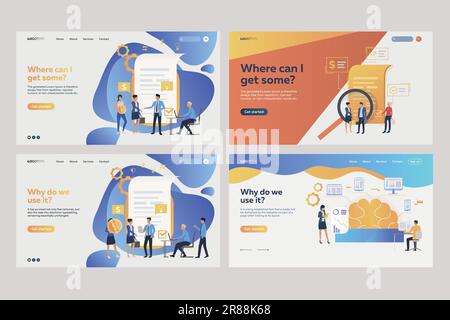 Set of workers analyzing financial documents Stock Vector