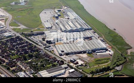 aerial view of BAE Systems Brough, part of the Humber Enterprise Park and Brough Business Centre, Brough, East Yorkshire Stock Photo