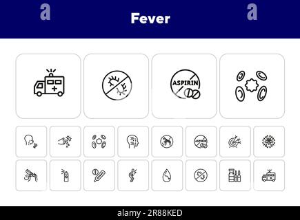 Fever line icon set Stock Vector