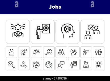 Jobs line icon set Stock Vector