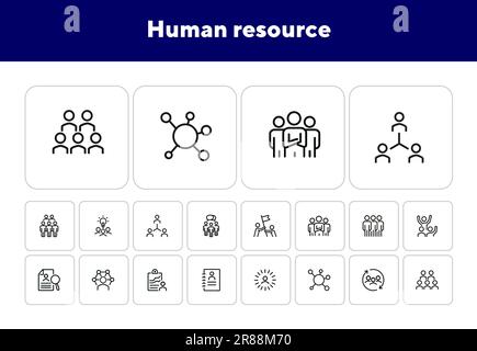 Human resource line icon set Stock Vector