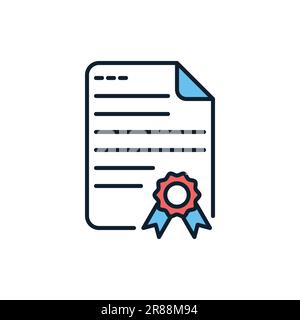 Certificate related vector line icon. College degree. University paper. Official contract. Isolated on white background. Vector illustration. Editable Stock Vector