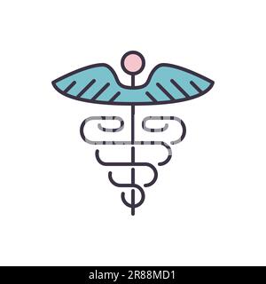 Caduceus related vector line icon. Isolated on white background. Vector ...