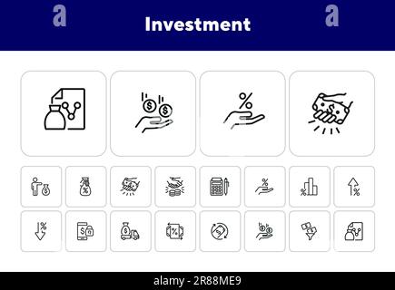 Investment line icon set Stock Vector