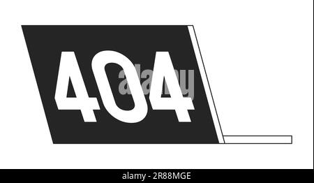Open laptop with 404 on back flat monochrome isolated vector object Stock Vector