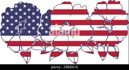 July 4th petunia, fourth of July design Stock Vector