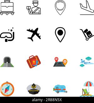 Journey icon set Stock Vector