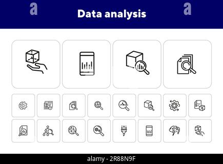 Data analysis line icon set Stock Vector