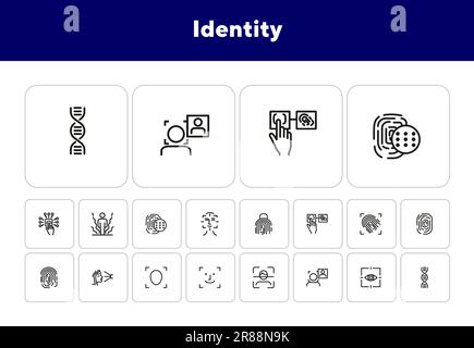 Identity line icon set Stock Vector
