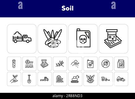 Soil line icon set Stock Vector
