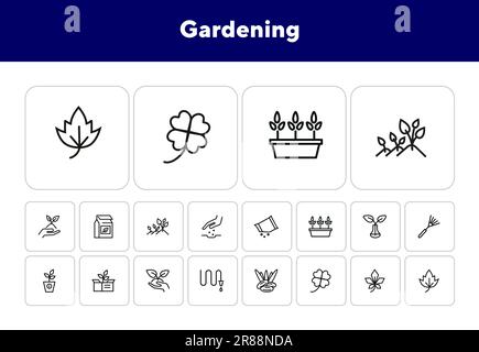 Gardening line icon set Stock Vector