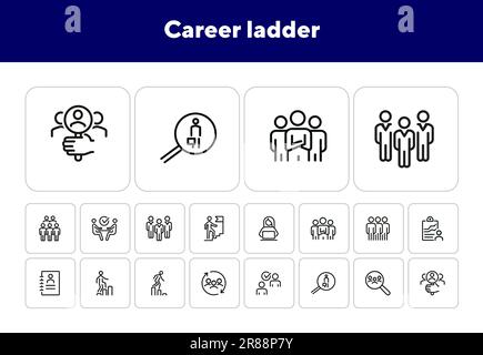 Career ladder line icon set Stock Vector