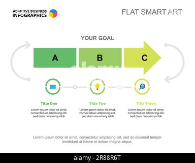 Three Steps Startup Slide Template Stock Vector