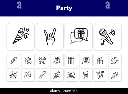 Party line icon set Stock Vector