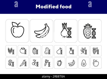 Modified food line icon set Stock Vector