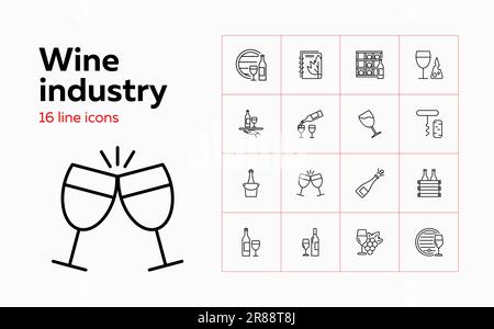 Wine industry icons Stock Vector