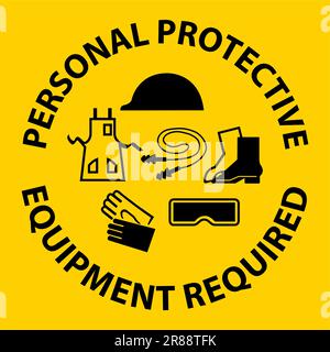Floor Sign, Personal Protective Equipment Required Stock Vector