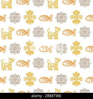 Aztec symbols background. Abstract maya mexican totems, isolated native americans elements. Decorative tribal classy vector fabric print graphic Stock Vector