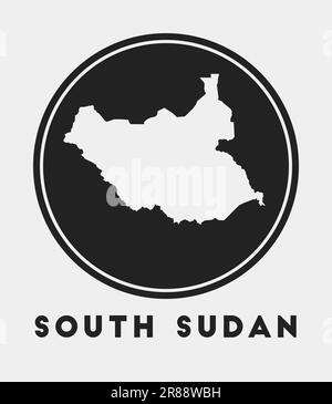 South Sudan icon. Round logo with country map and title. Stylish South Sudan badge with map. Vector illustration. Stock Vector