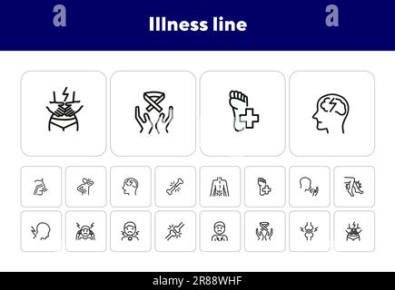 Illness line icons Stock Vector