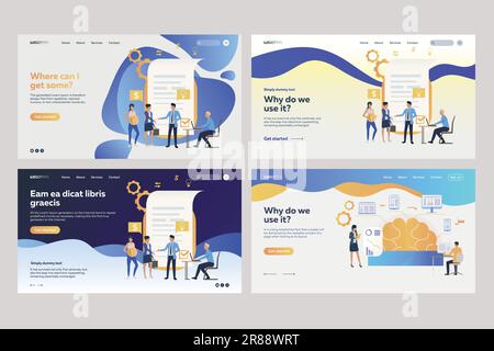 Set of employees analyzing financial documents Stock Vector