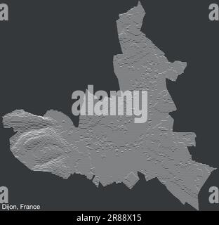 Topographic relief map of DIJON, FRANCE Stock Vector