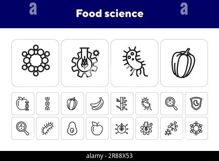 Food science line icon set Stock Vector