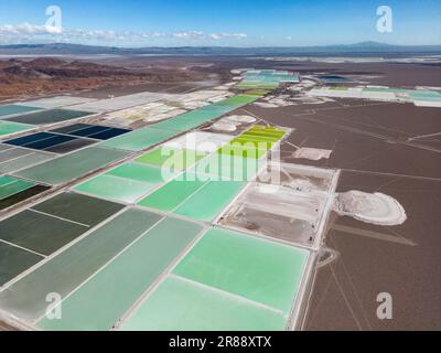 Lithium fields in the Atacama desert in Chile, South America - a surreal landscape where batteries are born Stock Photo