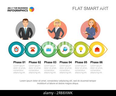 Six Phases Management Slide Template Stock Vector