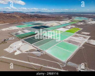 Lithium fields in the Atacama desert in Chile, South America - a surreal landscape where batteries are born Stock Photo