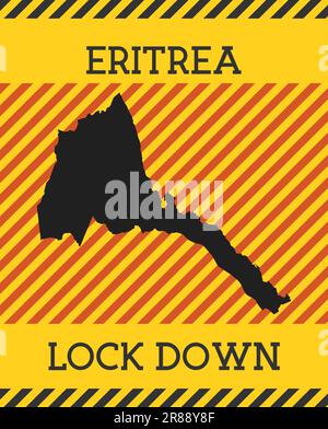 Eritrea Lock Down Sign. Yellow country pandemic danger icon. Vector illustration. Stock Vector