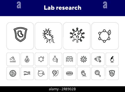 Lab research line icon set Stock Vector