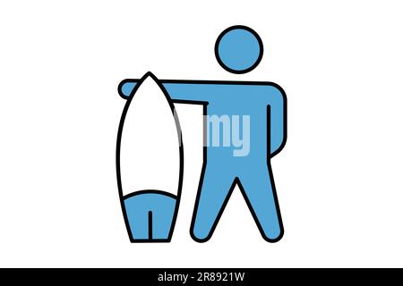 Surfing icon. surfer sign. icon related to water sport, summer. Two tone icon style design. Simple vector design editable Stock Vector