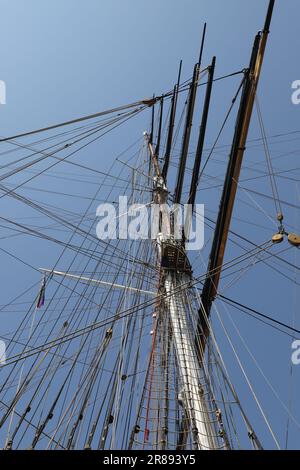 People climbing rigging of Cutty Sark Greenwich London June 2023 Stock Photo