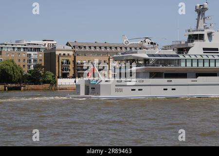 Superyacht Norn on River Thames London UK 16th June 2023 Stock Photo