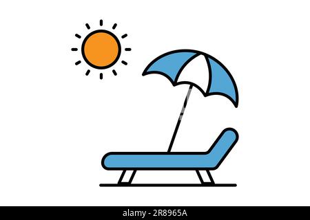 Sunbed icon. icon related to sea, summer. Contains icons beach, sun, chair, relaxation. Two tone icon style design. Simple vector design editable Stock Vector
