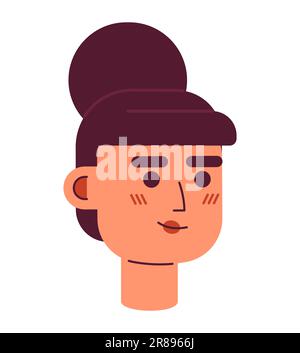 Young adult caucasian businesswoman semi flat vector character head Stock Vector