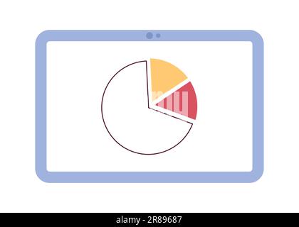 Tablet computer with circle diagram semi flat colour vector object Stock Vector
