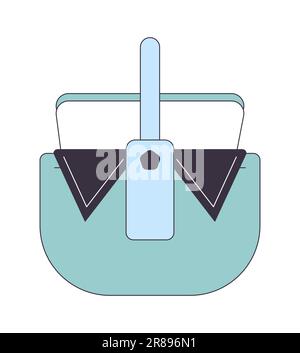Picnic basket flat line color isolated vector object Stock Vector